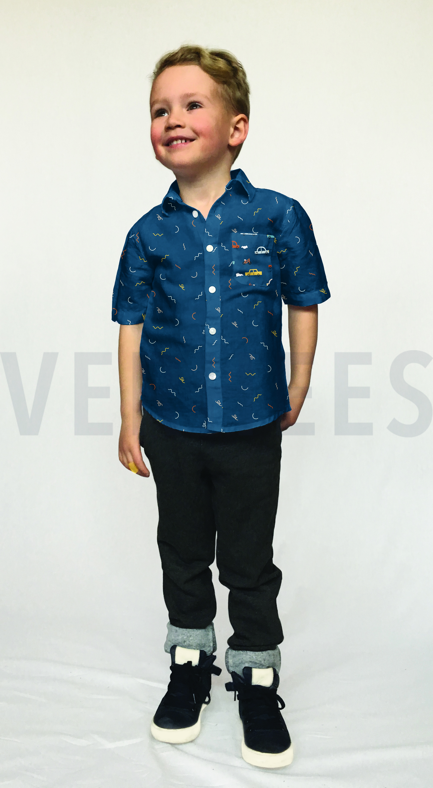 POPLIN CARS TRAFFIC LIGHT SAND #7