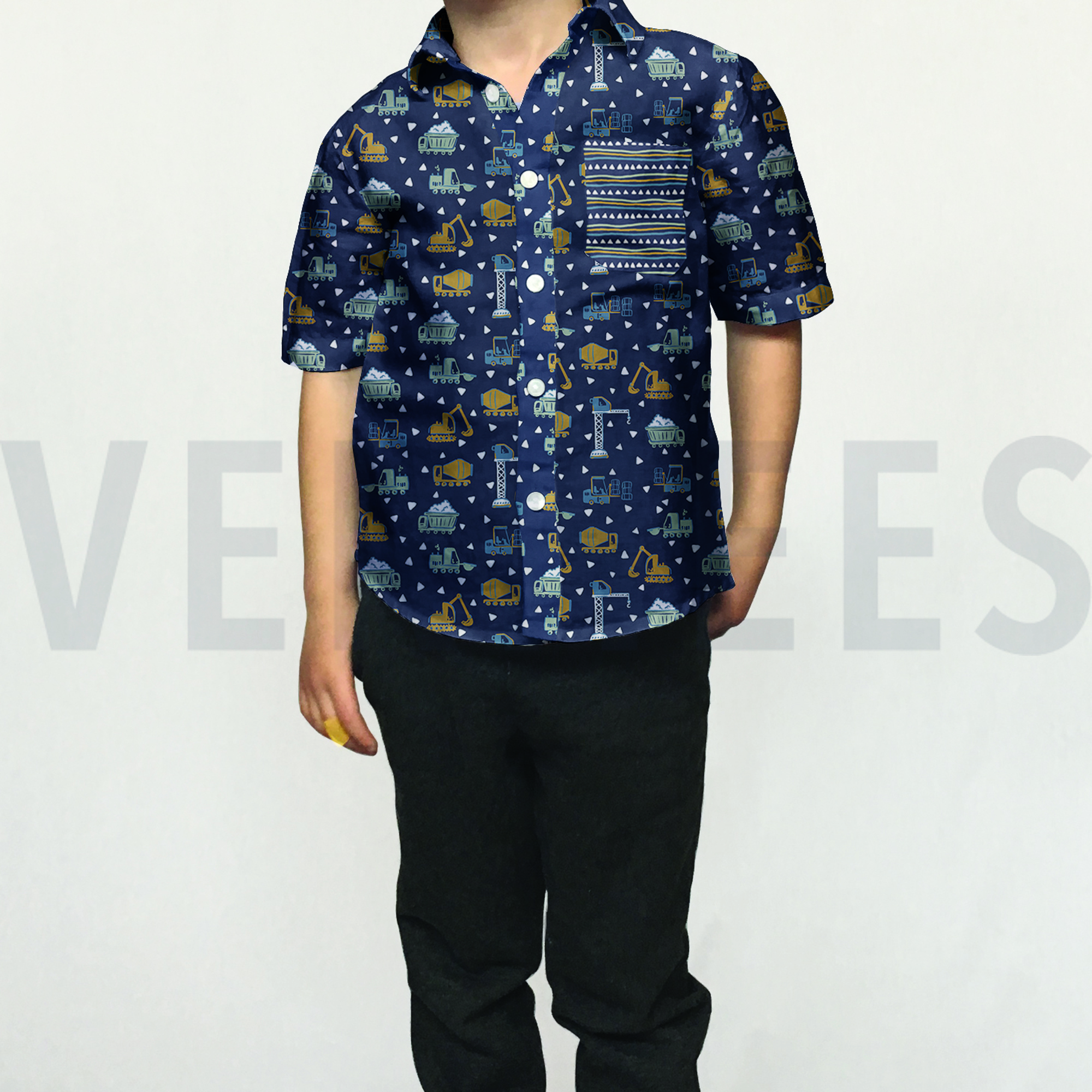 POPLIN GOTS CONSTRUCTION VEHICLES WHITE (high resolution) #7