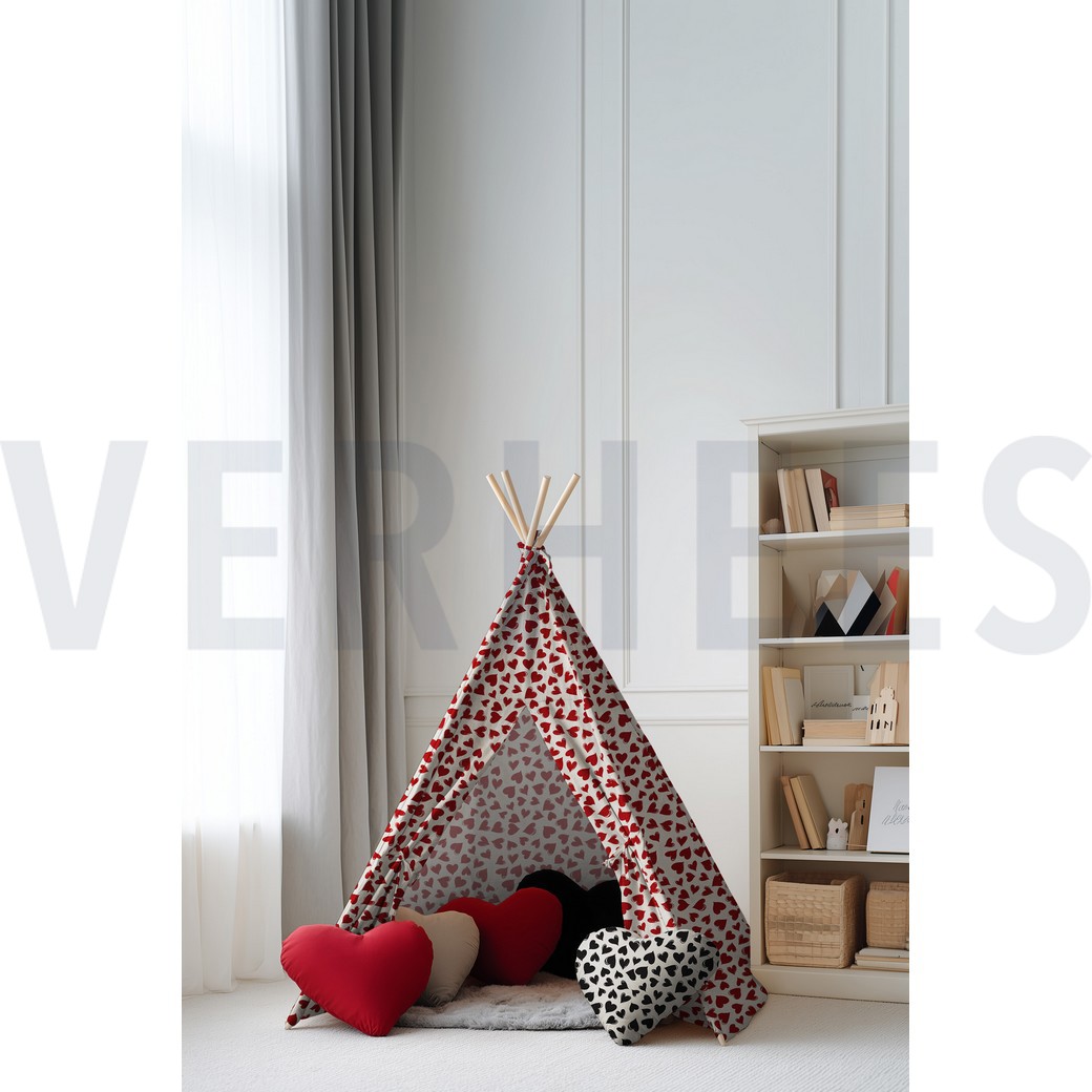 TOILE DÉCORATION ENDUIT LIN LOOK COEURS NOIR #7