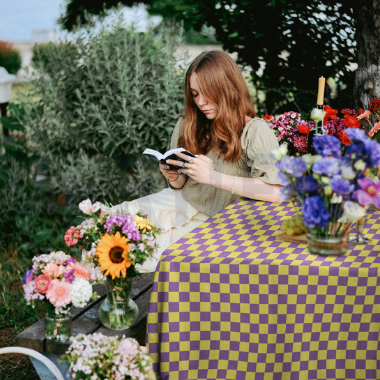 BESCHICHTETE BAUMWOLLE KAROS GRÜN/ROSA #7